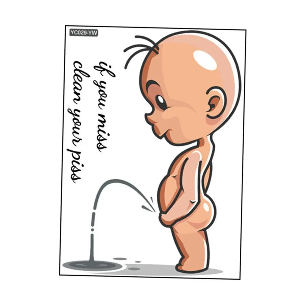 Peeing Boy Sticker Decorative Home Decor PVC Toilet Seat Lid Sticker ...