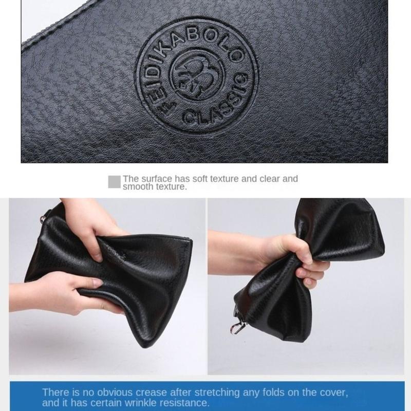 Product Introduction of Practical Pu Leather Male Clutch Bag Large Capacity Soft Men's Handy Bag Durable Zipper Toiletry Bag Shopping 13