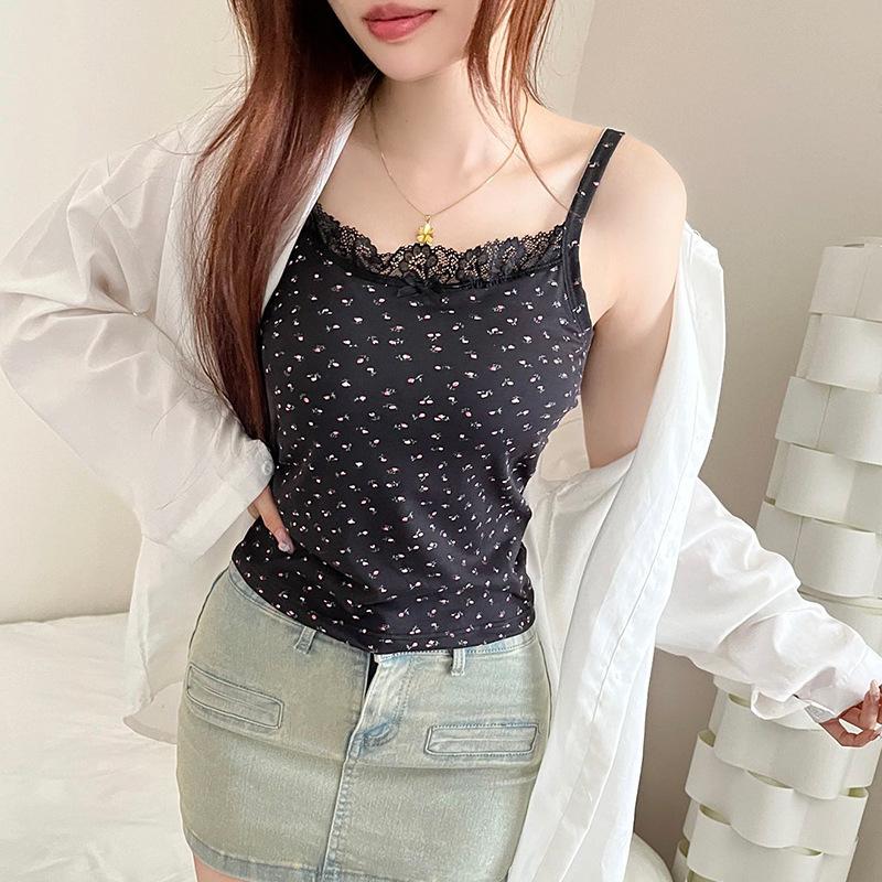 Áo Yếm Ren Hoa, Hàng Mới Về, Liền Mạch, Mỏng Vừa Vặn, Áo Mặc Bên Ngoài Tích Hợp Cúp, Thoáng Khí Và Thoải Mái, Áo Vest Cô Gái Nóng Bỏng 2