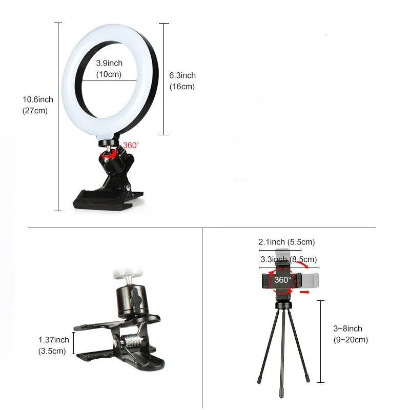 USB Powered Laptop Selfie Ring Light, 1 Set Selfie Fill Light with Tripod Stand, Fill Light for Makeup Video Photography, Live Streaming & Distance Learning 1