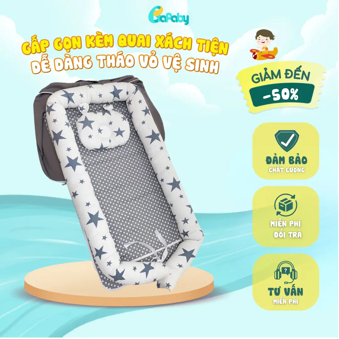[TẶNG 1 GỐI] Bộ Đệm Nôi Ngủ Gấp Gọn Bafaby Cho Bé Sơ Sinh Mềm Mại An Toàn Cho Bé - 358