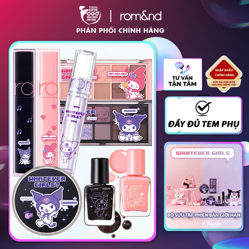Bộ Sưu Tập Son Môi, Phấn Nước Cushion, Bảng Phấn Mắt Trang Điểm Phiên Bản Giới Hạn Romand x Sanrio My Melody Kuromi Cosmetic Mỹ Phẩm