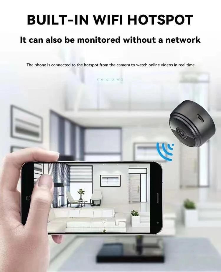 Product Introduction of Camera IP không dây A9, WiFi, 1080P, sử dụng Trong Nhà và ngoài trời, Kích thước nhỏ, Camera di động ban đêm giám sát, Thích hợp cho trẻ sơ sinh và thú cưng, với điều khiển an ninh 5