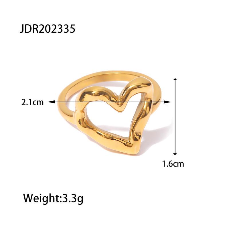 Product Introduction of Gold-Plated Non-Fading French Style Ring for Women, Designer Niche Ins Blogger Same Style Hammered Heart Light Luxury Titanium Steel Gold-Plated Non-Fading Ring 3