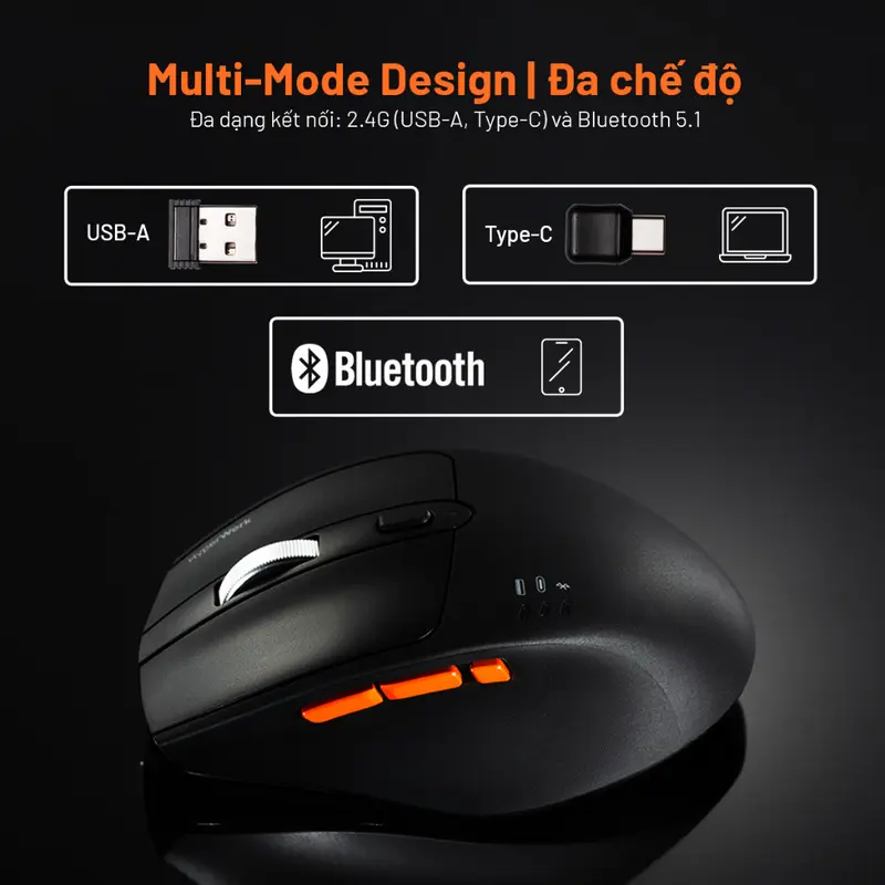 [DEAL SỐC] Chuột không dây HyperWork Silentium MS01 - 3 chế độ kết nối, Bluetooth 5.1 & Wireless 2.4GHz l Hàng chính hãng bảo hành 12 tháng 6