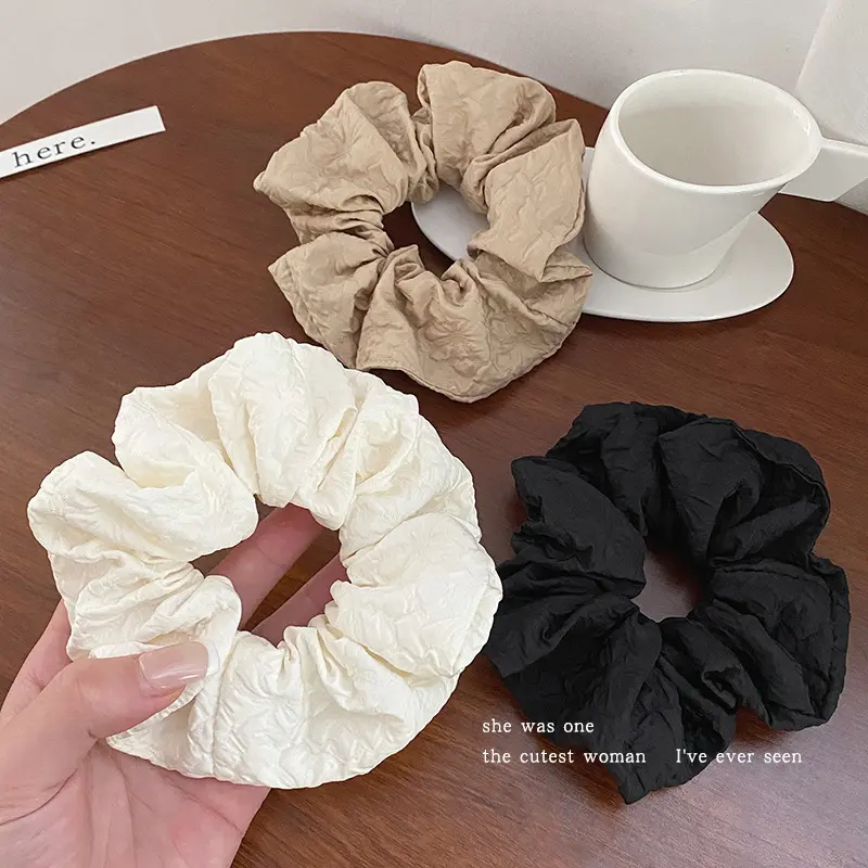 Dây Buộc Tóc Phong Cách Pháp, Dành Cho Nữ, Dây Buộc Tóc Mùa Thu Nhẹ Nhàng Và Đơn Giản, Phụ Kiện Tóc Scrunchie Lớn Mới, Dễ Phối Đồ Women Thun