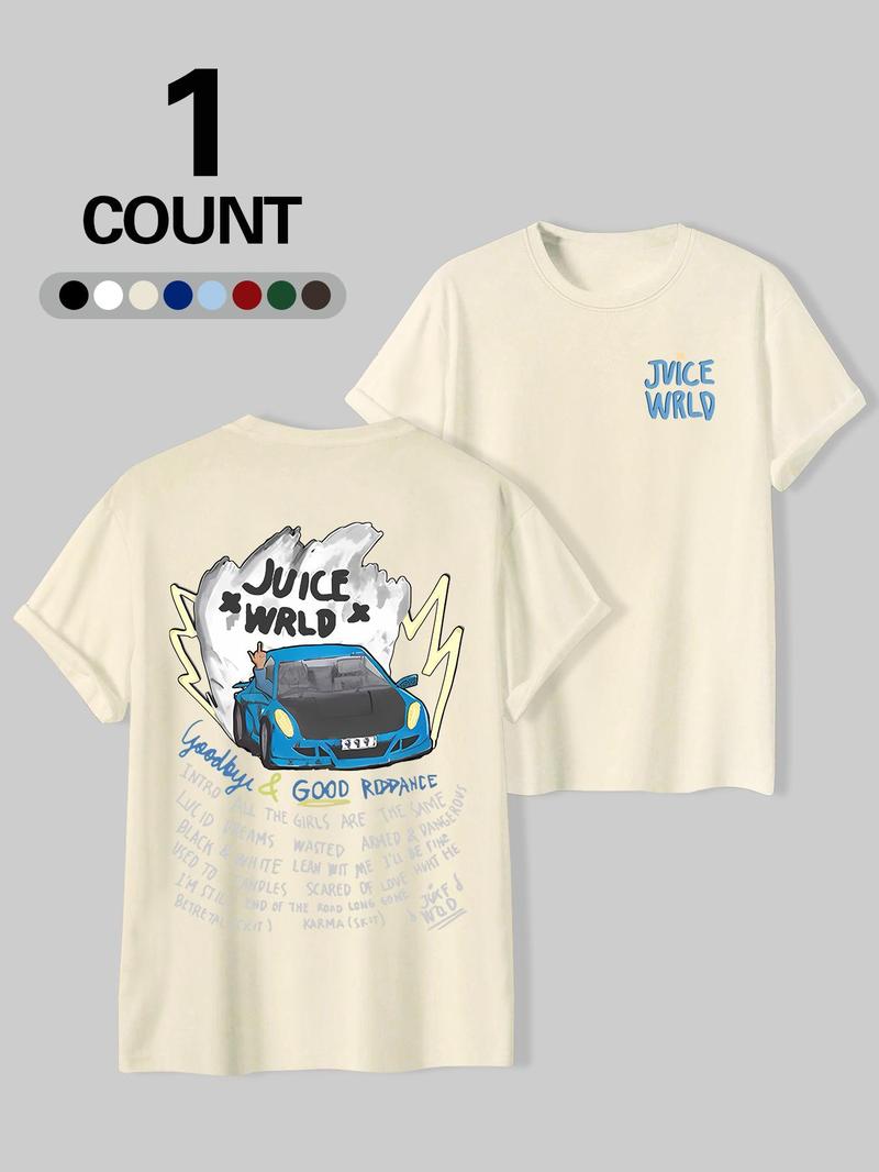 Product Introduction of Men's Regular Fit Cartoon Car Letter Print Round Neck Tee, Casual Short Sleeve Crew Neck T-shirt for Summer, Fashion Men's Top for Daily Wear 6