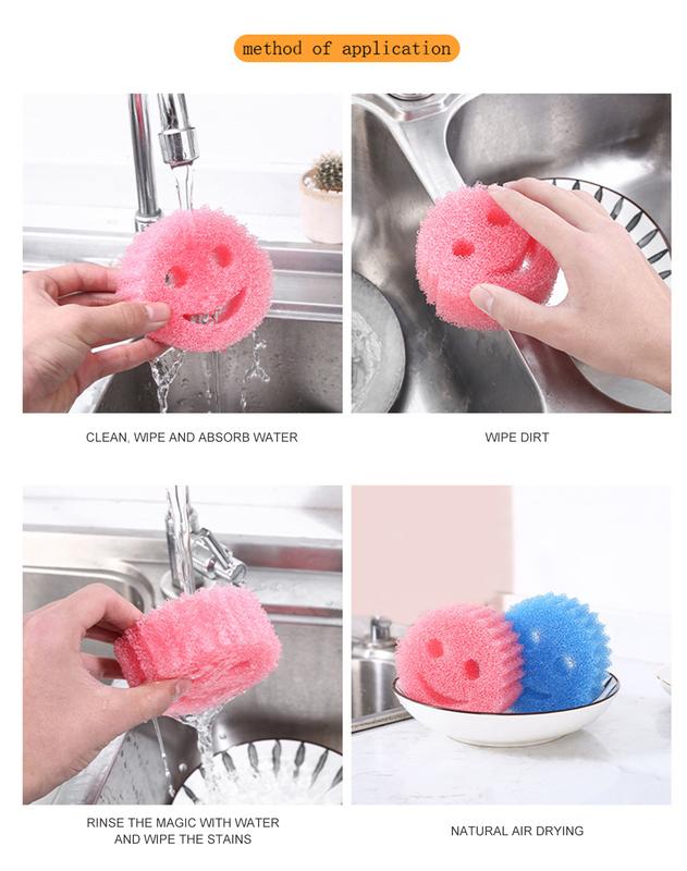 Product Introduction of Khăn lau làm sạch ma thuật, thiết kế mặt cười, bọt biển tổ ong, để vệ sinh gia đình, rửa chén và cọ rửa nồi, 2 miếng, khử nhiễm, làm sạch, rửa chén và cọ nồi, dụng cụ nhà bếp 19