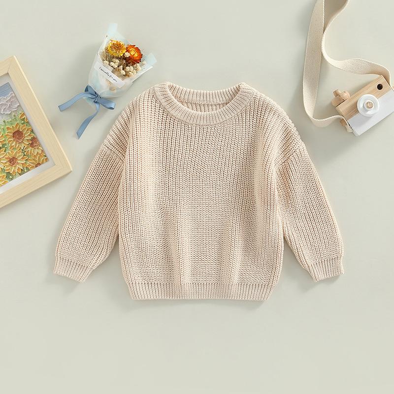 Product Introduction of Toddler Baby Round Neck Sweaters, Long Sleeve Solid Color Loose Knitted Pullovers 52