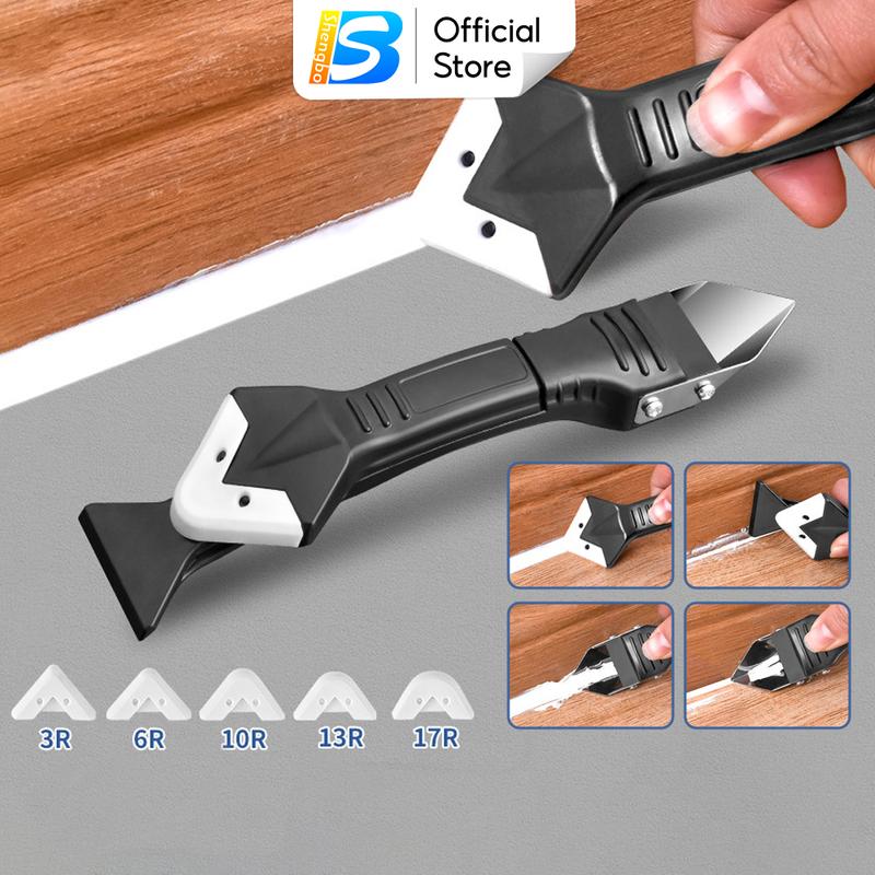 Bộ Dụng Cụ Miết Mạch Keo Silicon, Chà Ron Gạch - Cạo Cắt Keo Silicone Cửa Kính, Đầu Tuốt Inox Siêu Bền