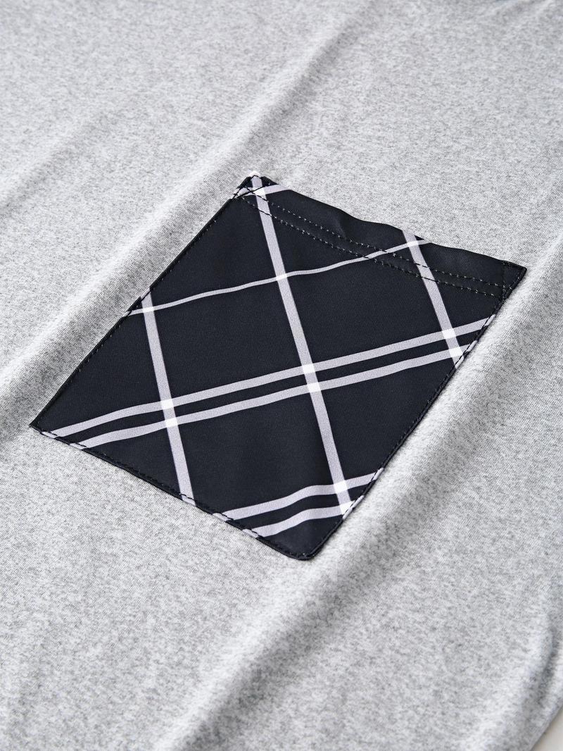 Product Introduction of Men's Short Sleeve Plaid Print Loungewear Set, Casual Pocket Round Neck T-shirt & Pants & Shorts Pj Set, Sleepwear & Loungewear Set for All Seasons 3