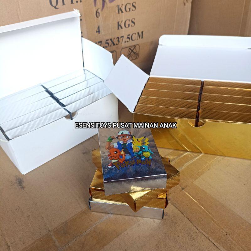 Spesial Promo Kartu Pokemon 55pcs Bahan Metal Emas Silver Bahasa Inggris dengan 8