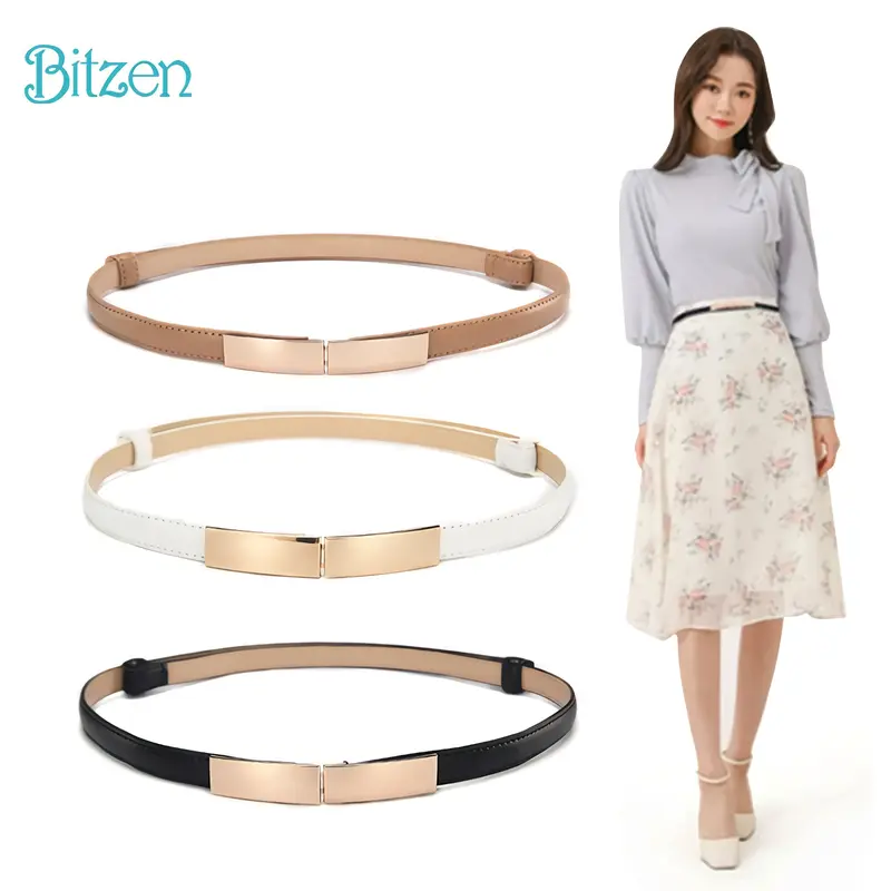 BITZEN Ikat Pinggang Wanita Kulit Imitasi Slim Casual Warna Warni dengan Gesper Belt Outfit  Perempuan 1