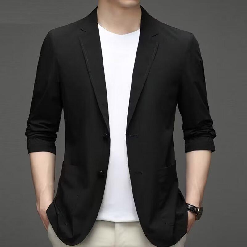 Product Introduction of 【M-4XL】Classic men Korean suit jacket lightweight thin style Ice Silk sunscreen fashion all-match casual shirt slim-fit cool suit cardigan men 1