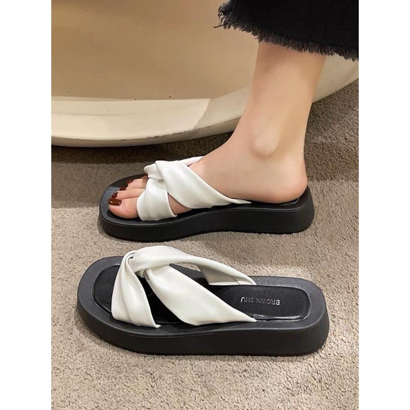 Product Introduction of Dép nữ quai xoắn chéhàn Quốc EMY cao 2p xinh xắn - form nhỏ lấy tăng lên 1 size Shoes DéP GiàY 9