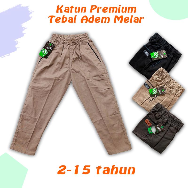 Celana Anak Usia 2-14 Tahun Chinos Panjang Katun Premium Tebal Adem Melar 1