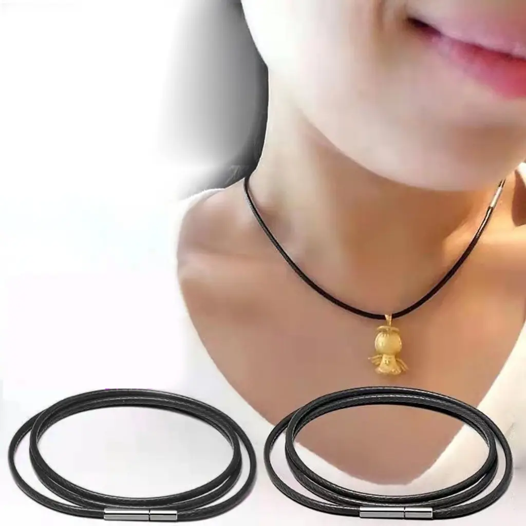 Nữ Choker Dây Màu Đen Có Thể Điều Chỉnh Độ Dài, Vòng Cổ Da Bện, Dây Sáp, Dây Chuyền Có Móc Cài Bền, Không Thấm Nước Và Bền