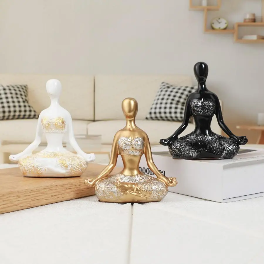 Creative Yoga Girl Design Resin Ornament, 1 Count Modern Desktop Decoration, Home Decor Supplies for Living Room Bedroom Office