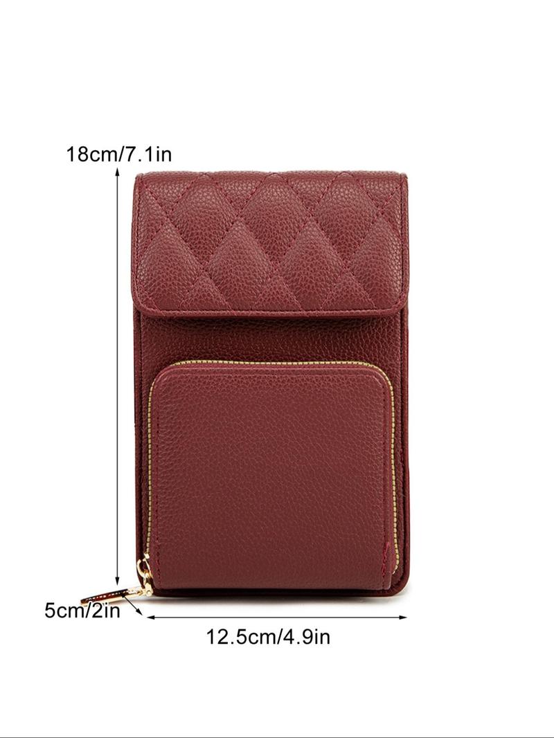 Product Introduction of Fashionable Argyle Quilted Detail Crossbody Bag, Casual Plain Phone Wallet Bag with Adjustable Wide Shoulder Strap, Simple All-match Bag for Daily Life 7