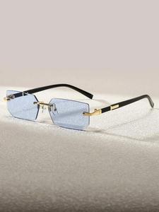 Lentes unisex de estilo simple y color liso, lentes casuales sin montura de moda para uso diario, accesorios de moda para actividades al aire libre