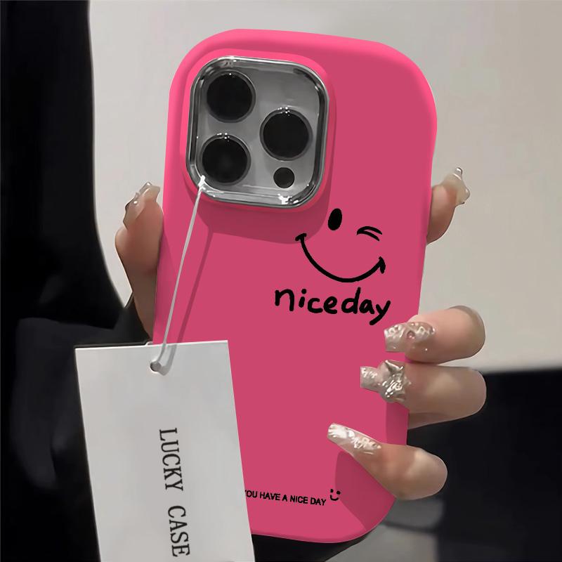 Ốp Silicon Mềm, Thiết Kế Mặt Cười Hạnh Phúc, Bảo Vệ Camera NICE, Chống Rơi, Tương Thích Với iPhone 16 11 13 15 12 14 Pro Max X Xr Xs Max, Chống Sốc, Cao Cấp, 7 8Plus SE2067 2
