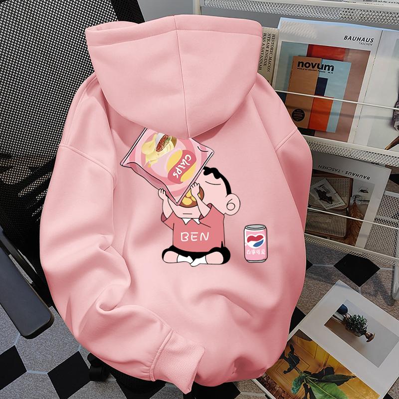 Áo Hoodie Ngoại Cỡ Cho Nữ, Chất Liệu Cotton 100%, Ngọt Ngào Và Dễ Thương, Thiết Kế Mới Nhỏ Màu Bút Chì Màu, In Hình Khoai Tây Chiên, Phong Cách Cặp Đôi