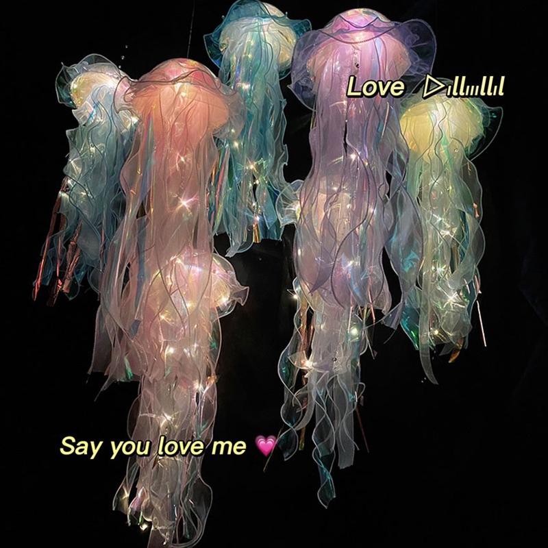 Lampu Ubur-Ubur Portable Mermaid Dekorasi Pesta DIY Hanging Jellyfish Lantern Little Mermaid Sea Party 2