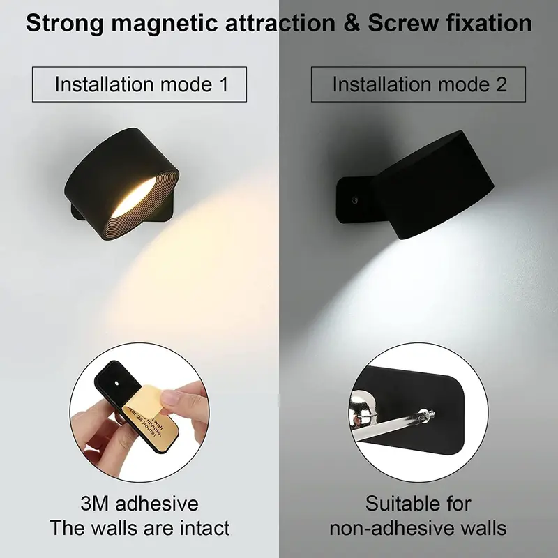 LED Wall Mounted Night Light, Rechargeable Adjustable Wall Light with Remote Control for Bedroom, Display Wall, Cabinet, Hallway, Touch Control Dimmable Lamp 8