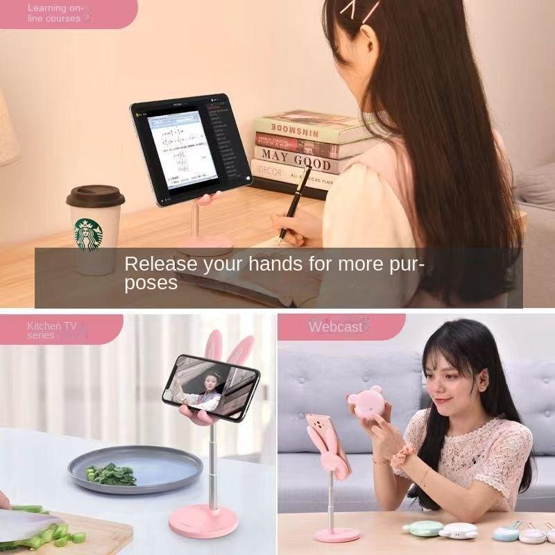 Product Introduction of Adorable Rabbit Mobile Phone Bracket Adjustable Desktop Super Stable Lazy Bracket Binge-Watching Tool Accessories Cellphone Smartphone Stand Mount 7