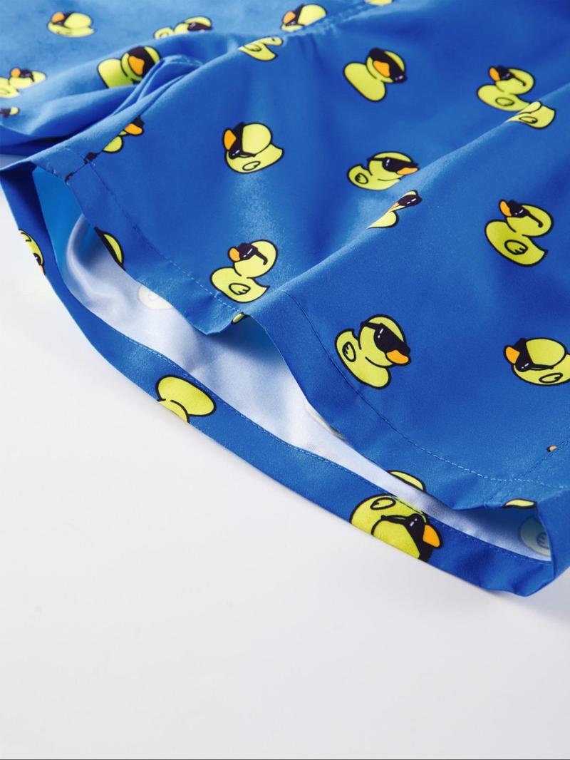 Product Introduction of Men's Duck Print Drawstring Waist Beach Shorts, Casual Comfy Breathable Swim Shorts for Summer, Men's Swimwear for Outdoor Clothing Beach Vacation 7