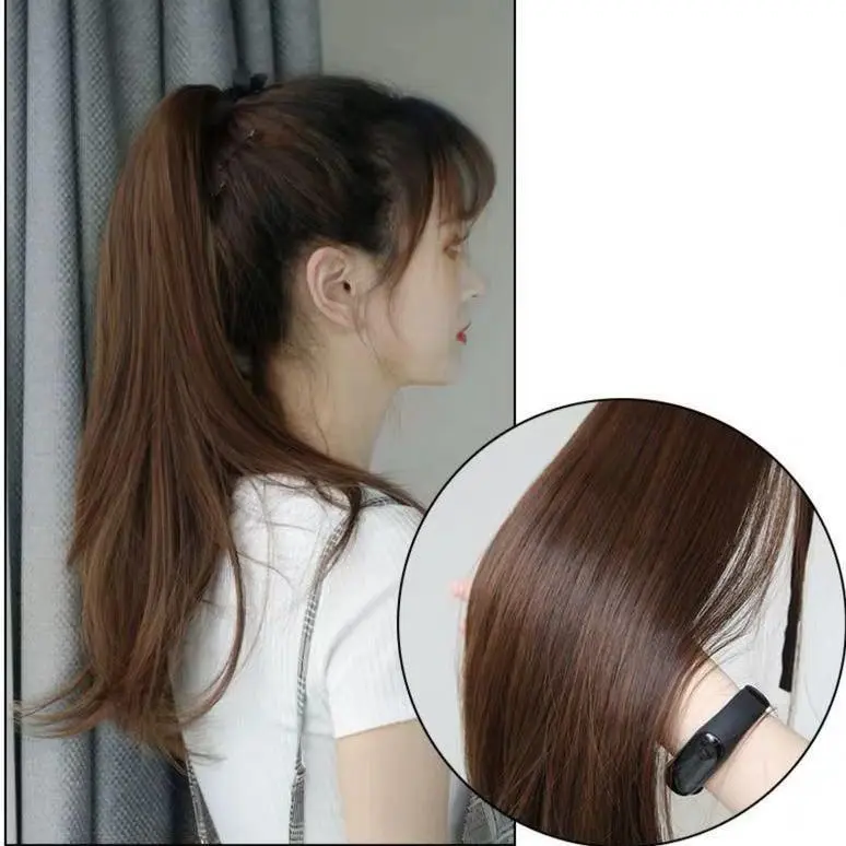 Hair Clip Ponytail Tali Lurus Natural 45cm/55cm Black Brown Coklat 4