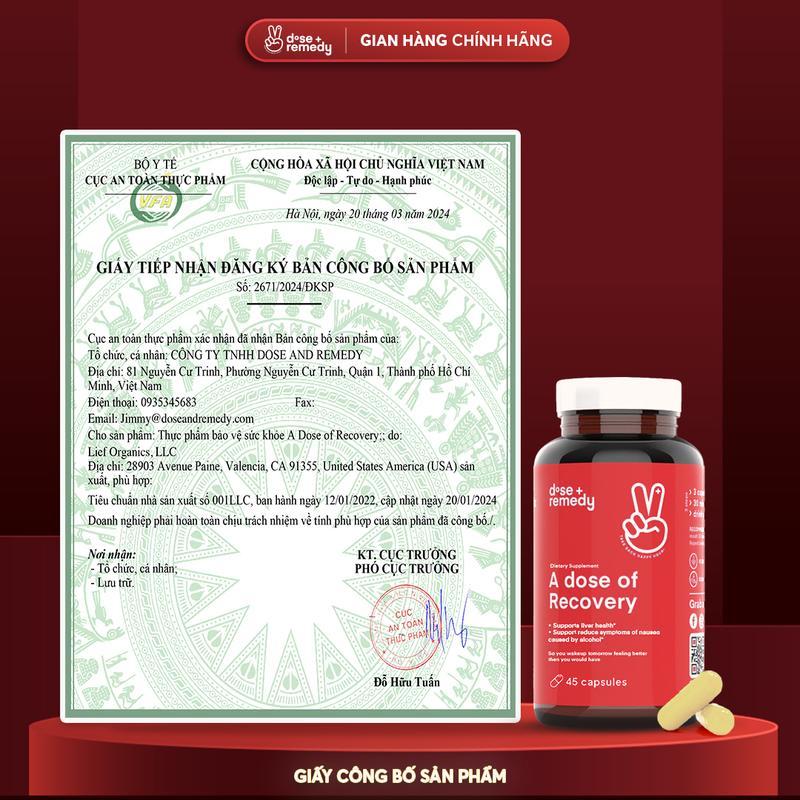 Combo Viên Uống Hỗ trợ giải độc rượu, giảm các triệu chứng do rượu bia, bảo vệ gan (A dose of Recovery) + Viên Uống Hỗ trợ cân bằng hệ tiêu hoá, phân giải thực phẩm khó tiêu, cân bằng vi sinh đường ruột (A Dose of Digestive Balance) 4