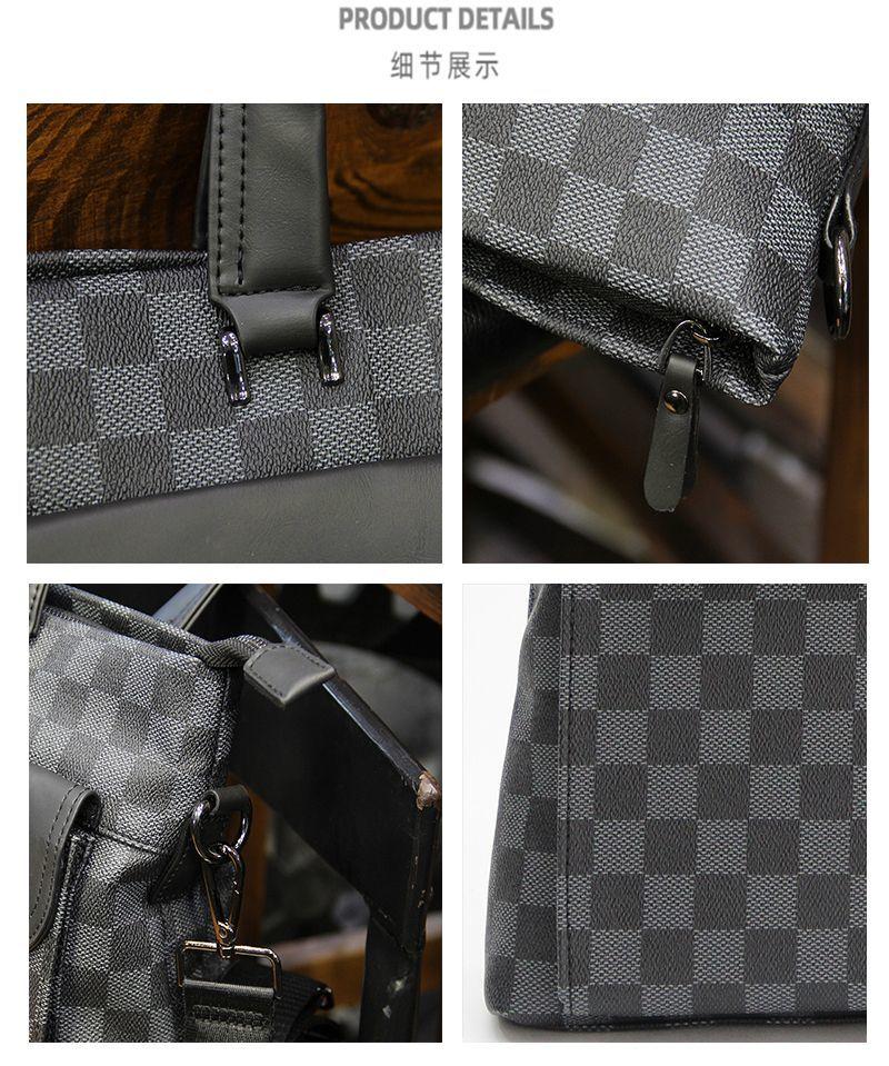 Product Introduction of Plaid Men'S Bag Handbag Briefcase Korean Men'S Bag Casual Fashion Shoulder Bag Messenger Bag Business Computer Bag 7
