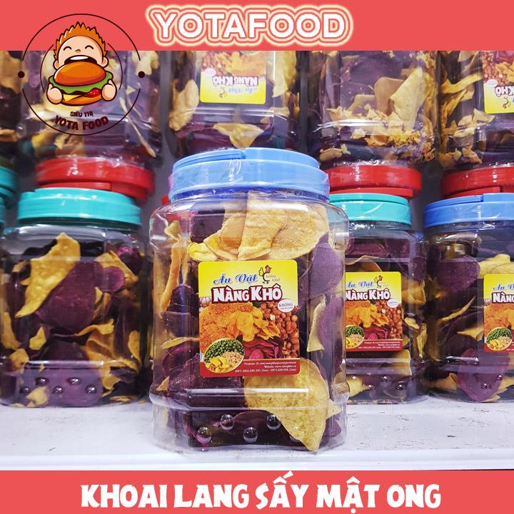 Khoai lang vàng tím sấy mật ong đà lạt 500Gr | trái cây sấy (hàng loại 1 nguyên miếng) Yotafood