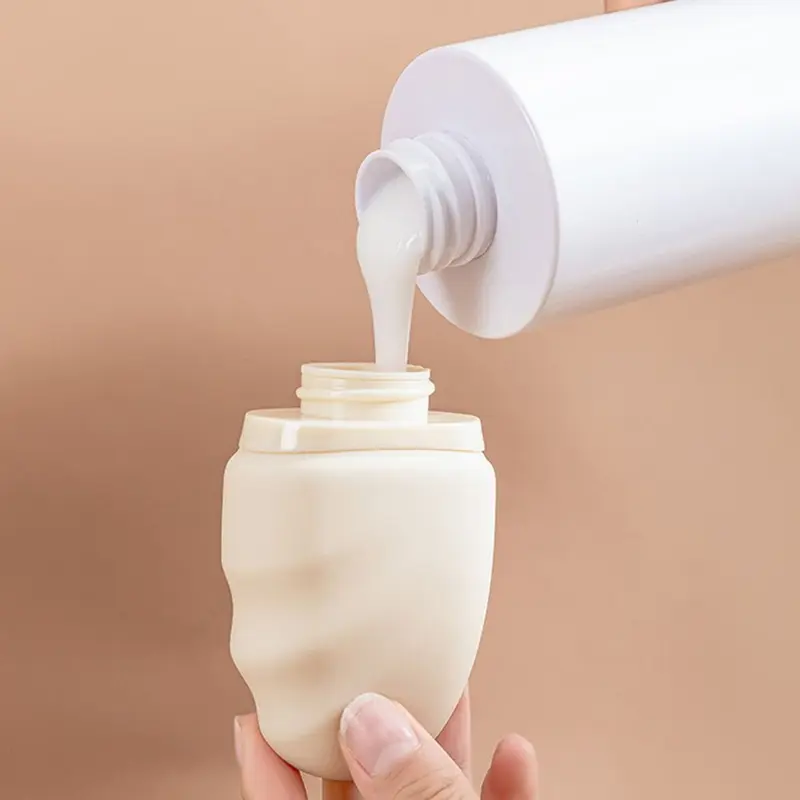 Chai Lưu Trữ Cầm Tay Chai Xẻ Tà, Có Kích Thước 55ml Và 85ml, Nắp Đẩy Lên, Làm Bằng Silicon, Thích Hợp Đi Du Lịch, Chống Rò Rỉ, Chai Rỗng, Có Thể Nạp Lại 4