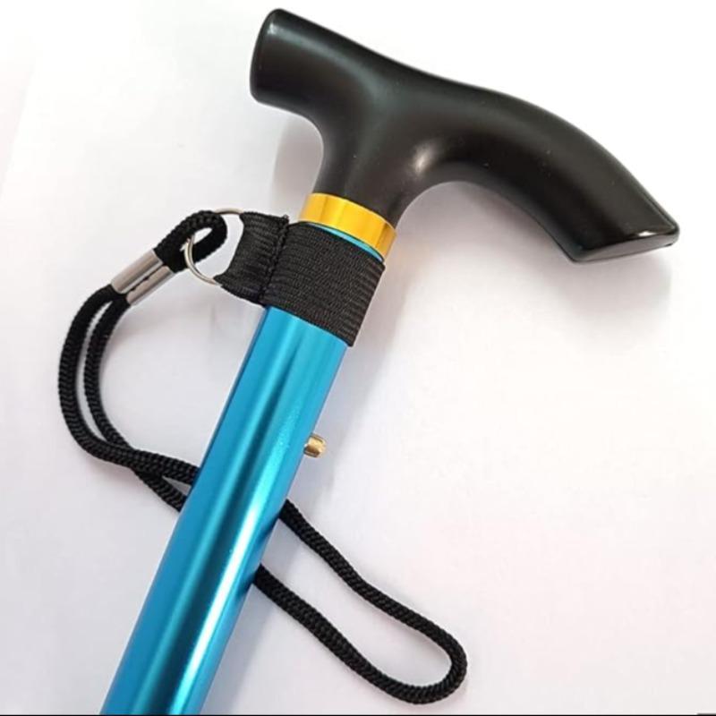 Folding Walking Stick, 1 Count 5 Level Adjustable Height Walking Cane, Lightweight Portable Non-slip Walking Cane with Wrist Strap & T Handle 4