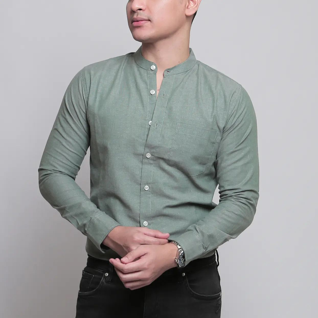 VENGOZ Kemeja Oxford Panjang Shanghai Pria Slim Fit - Forest Green Nyaman Variasi