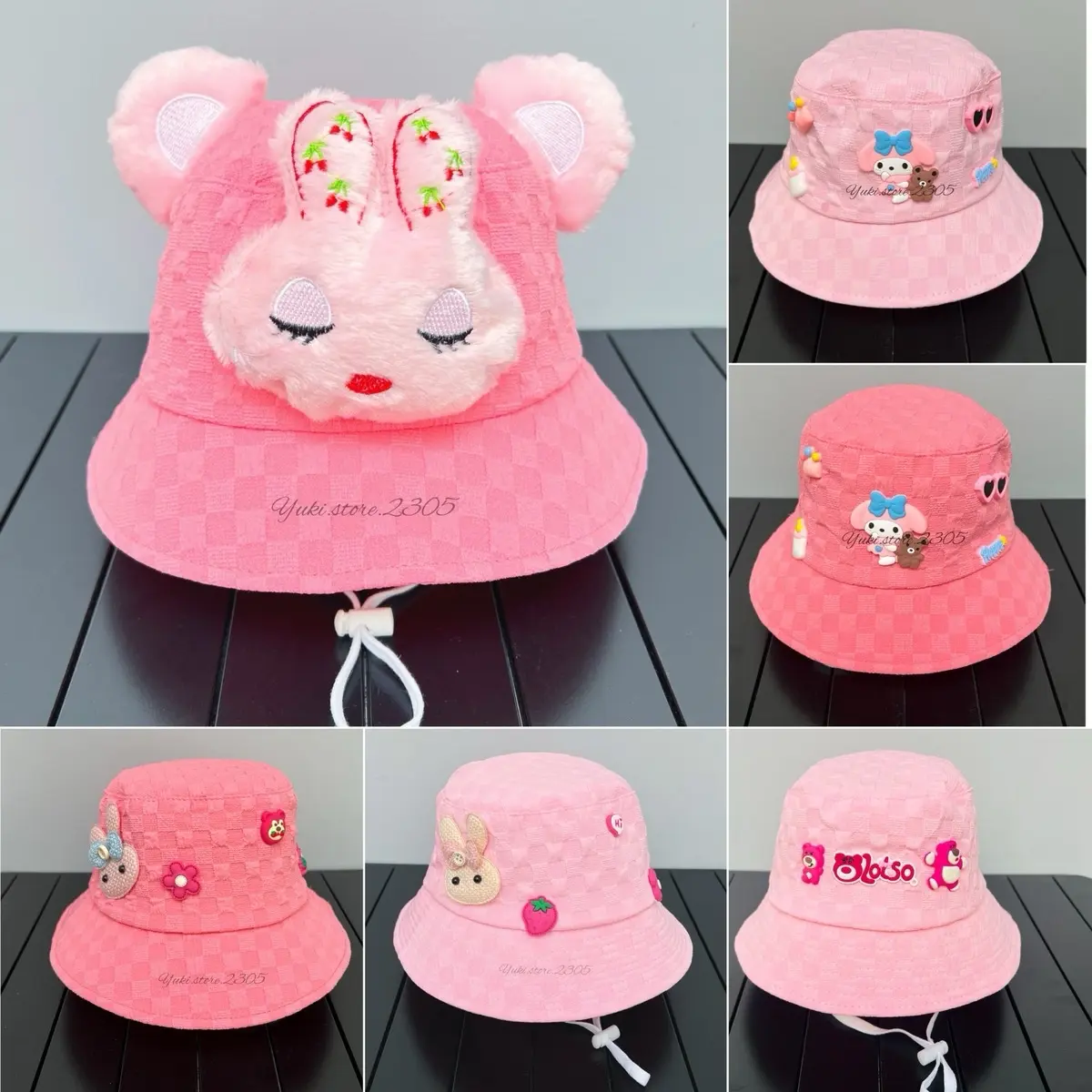 Bé 3-5tuổi [VĐ 52cm] Nón Bo Thỏ Charm Cho Bé Gái , chất cotton xốp, có dây quai nón  bo
