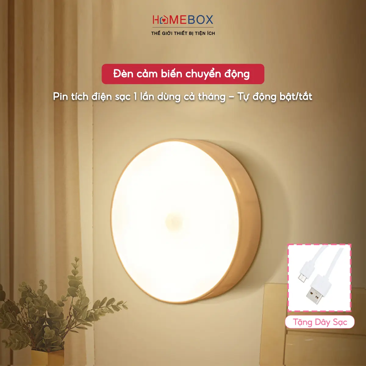 Đèn Led Cảm Biến Chuyển Động Yosunlix Đèn Cảm Ứng Gắn Tường Cầu Thang Tủ Quần Áo Thông Minh Sạc USB
