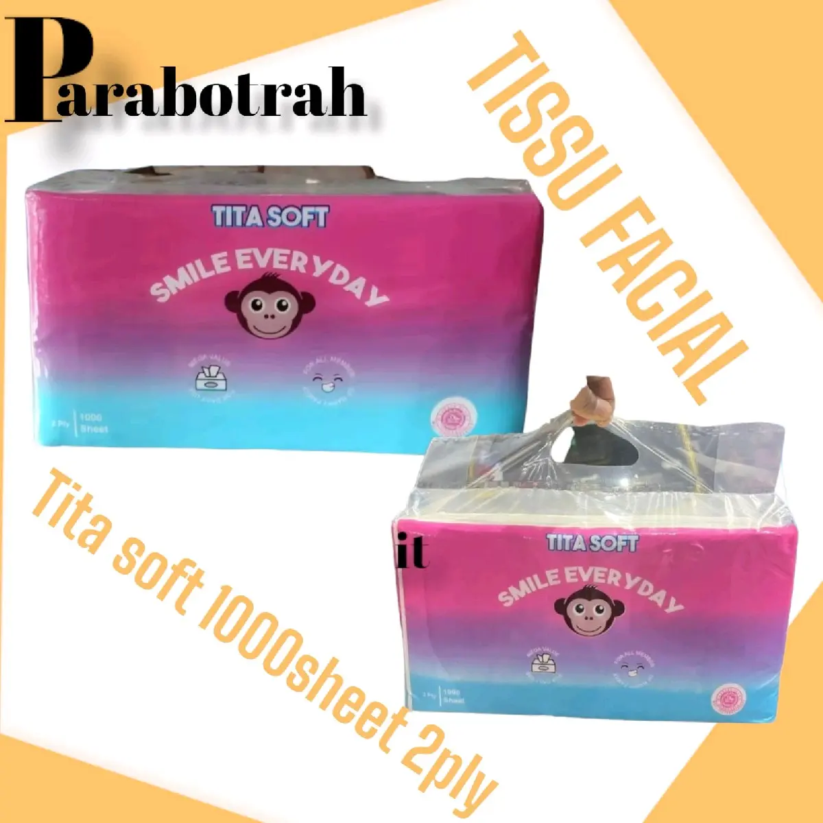tisu tita soft 1000 lembar tisu wajah tita 1000 sheet tissue wajah Sheets Sekali pakai Dapat Terurai Lembut 2 Lapis