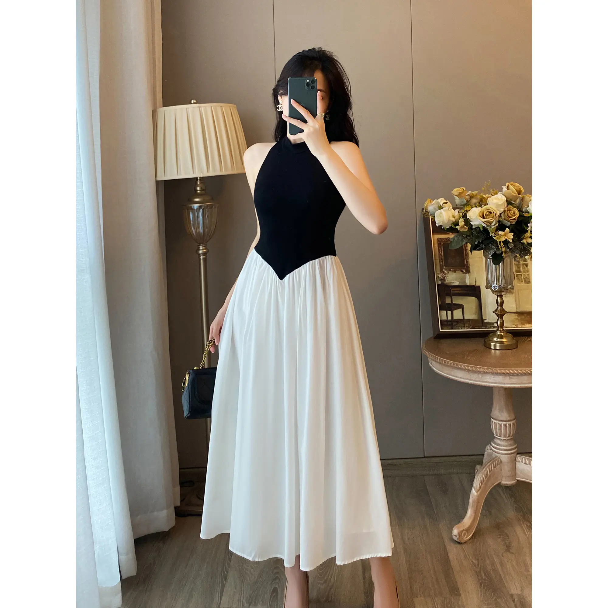 Váy sát nách dáng dài, Váy maxi dự tiệc Oni.Clothes xinh xắn đa dụng thiết kế áo thun không tay cổ trụ dáng xoè dịu dàng