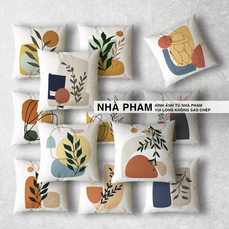GỐI ÔM SOFA ABSTRACT , VẢI BỐ IN HÌNH (1->40) (45x45cm) 0