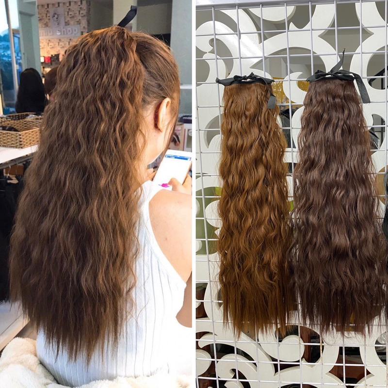 Tóc cột xù dài 60cm chất tơ mềm mượt , loại cột dây, có xược ghim dễ xài ạ Tóc Giả