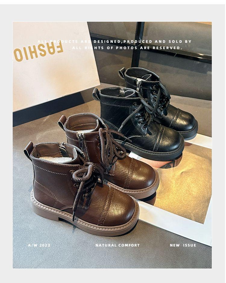 Product Introduction of Martin Boots for Girls Autumn and Winter New Children's Ankle Boots Fashion Girls' Leather Boots Western Style Student Casual Single Boots Middle and Big Children doc martens  shoes 2
