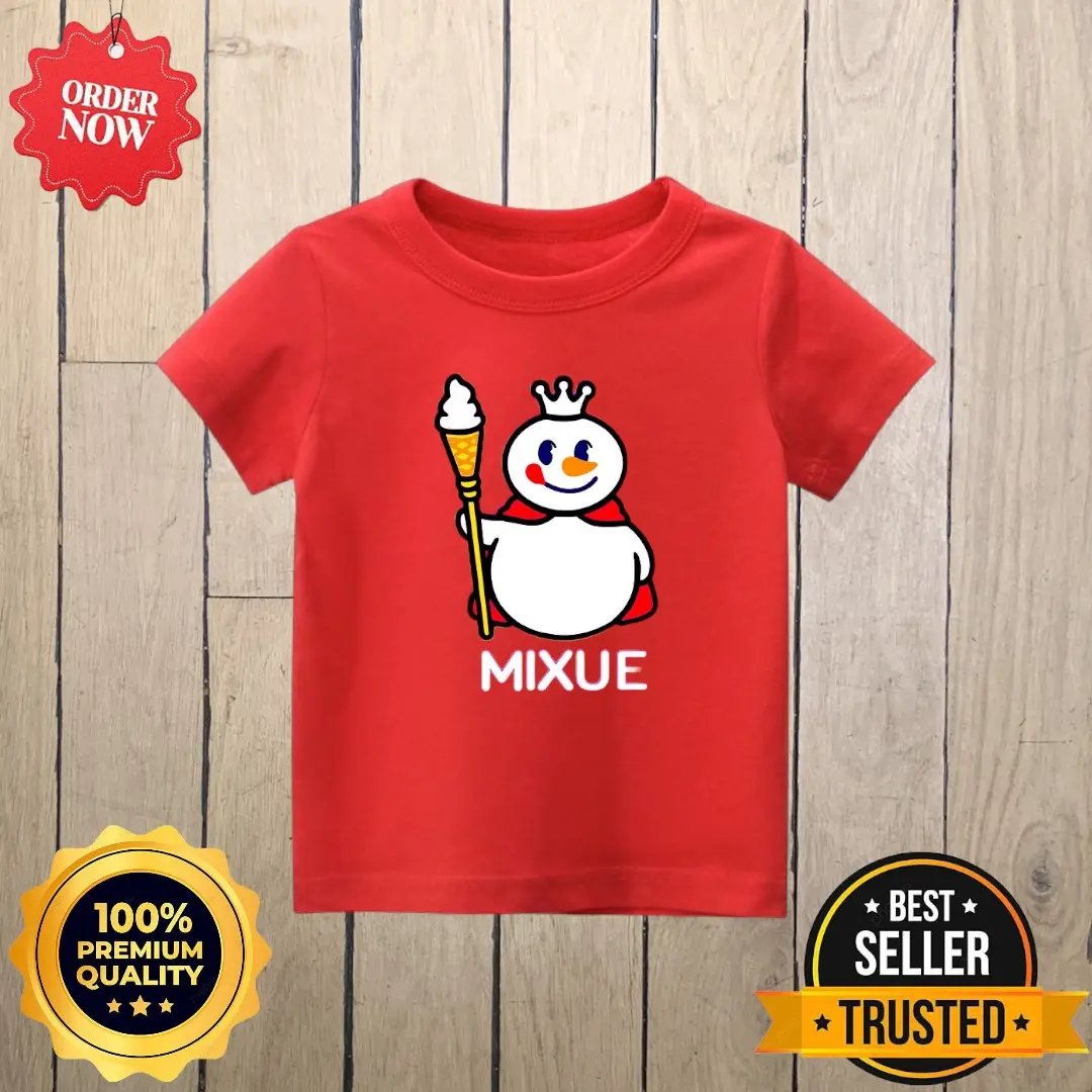 Kaos Unisex anak gambar MIXUE Crew Neck Katun