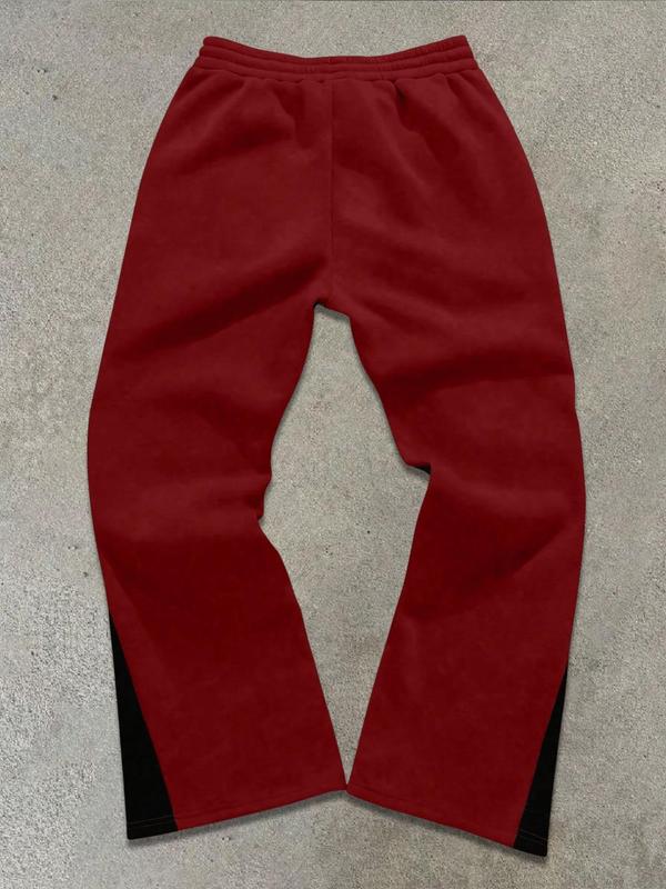 Men's Colorblock Star & Letter Print Drawstring Waist Pants, Regular Fit Street Fashion Pocket Trousers for Fall & Winter, Men's Bottoms for Daily Wear 7