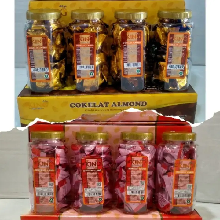 Cokelat Kacang Almond Bonibol d'KING Per Dus Isi 4 Toples