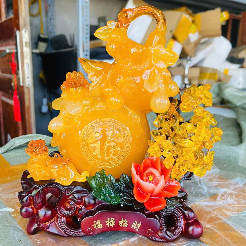 Tượng Hồ Lô-Cây Kim Tiền Tài Lộc-Hoa Mẫu Đơn-Tỳ Hưu-Thiềm Thừ Phong Thuỷ Rước Tài Lộc Decor Phòng Trang Trí Nhà 6