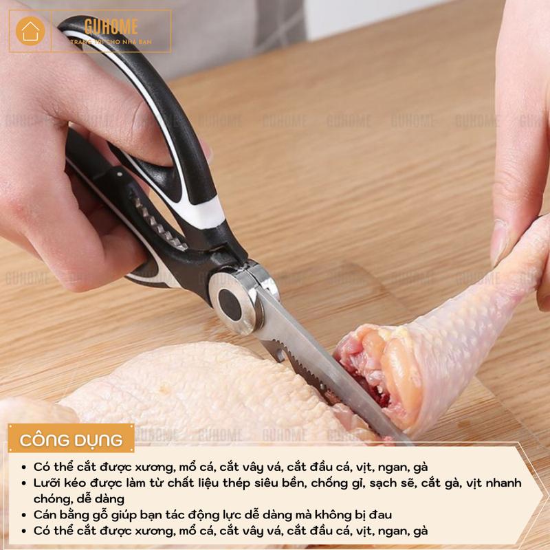 Kéo Nhà Bếp Cắt Gà, Mổ Cá Đa Năng Thép Không Gỉ 3