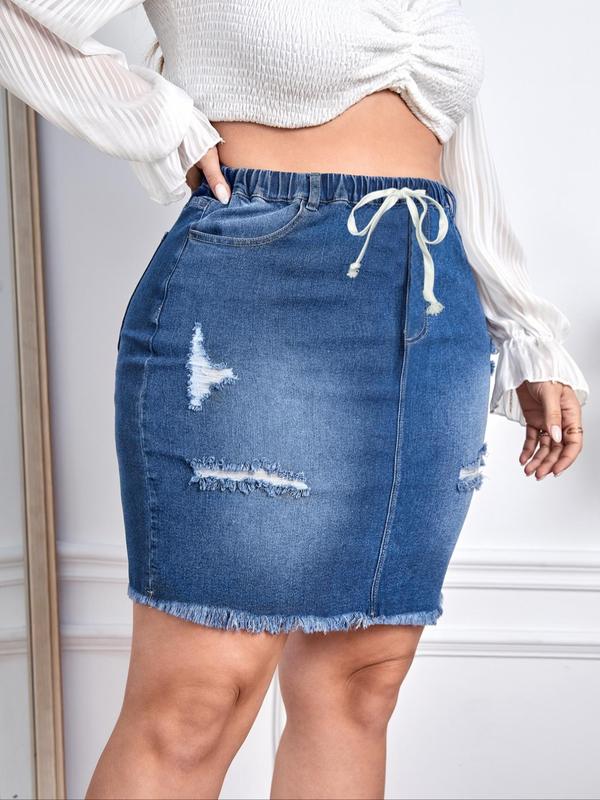 Women's Denim  Skirt, Fashion Casual Pocket Design Skirt for Daily Outdoor Wear, Women Bottoms for Summer 3